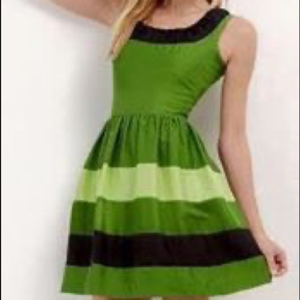 Kenzie Green Silk Striped Dress - Gem